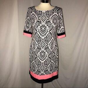 Madison Leigh Dress Womens Size 8 Short Sleeve Black & White (coral) Dress